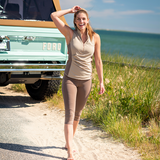 Get Soaked Sleeveless Swim Top with Built-in Bra - Driftwood with Grounded - Line In The Sand Swim