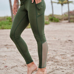 Dive In Swim Leggings Palmetto with Seagrass Mesh