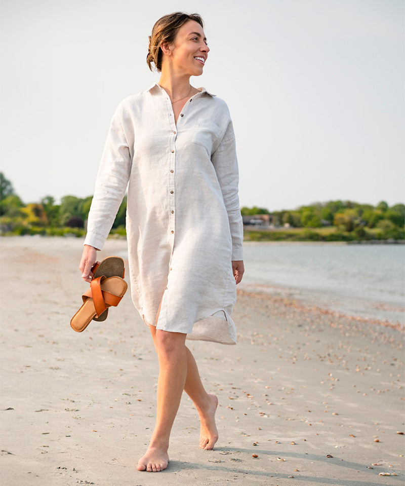 Coastal Linen Shirt Dress - Line In The Sand Swim
