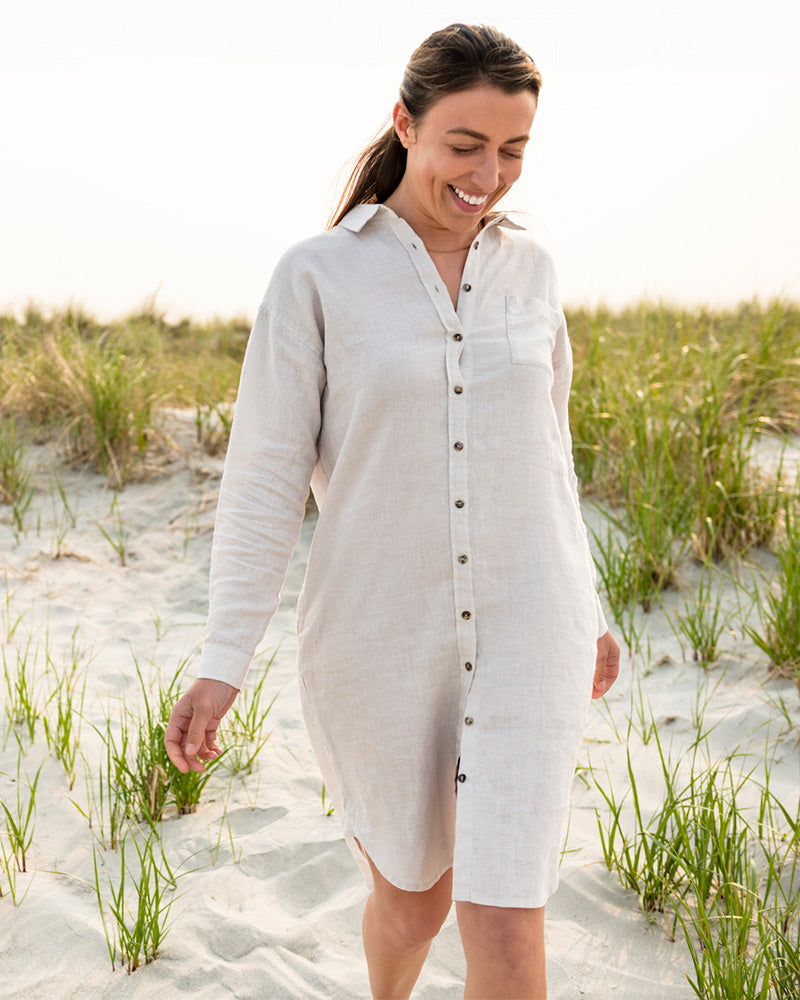 Coastal Linen Shirt Dress - Line In The Sand Swim