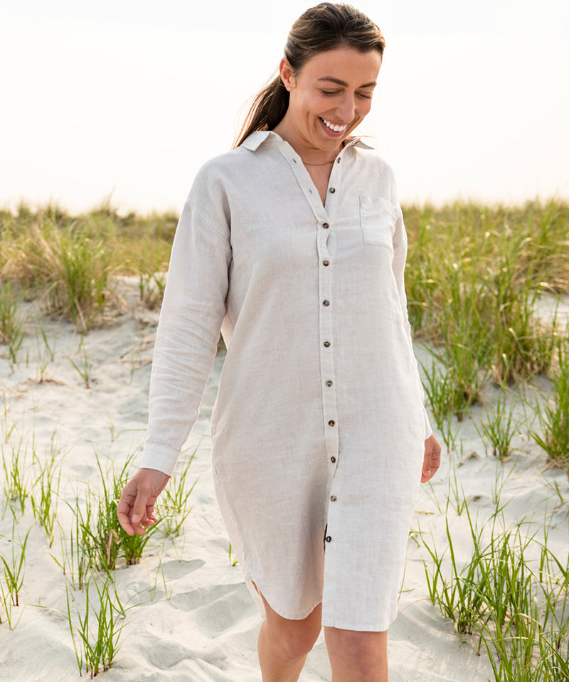 Coastal Linen Shirt Dress - Line In The Sand Swim