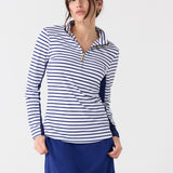 Navy Stripe 1/4 Zip Sport Top