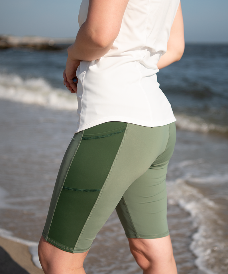 Leap In Swim & Bike Shorts - Palmetto with Seagrass