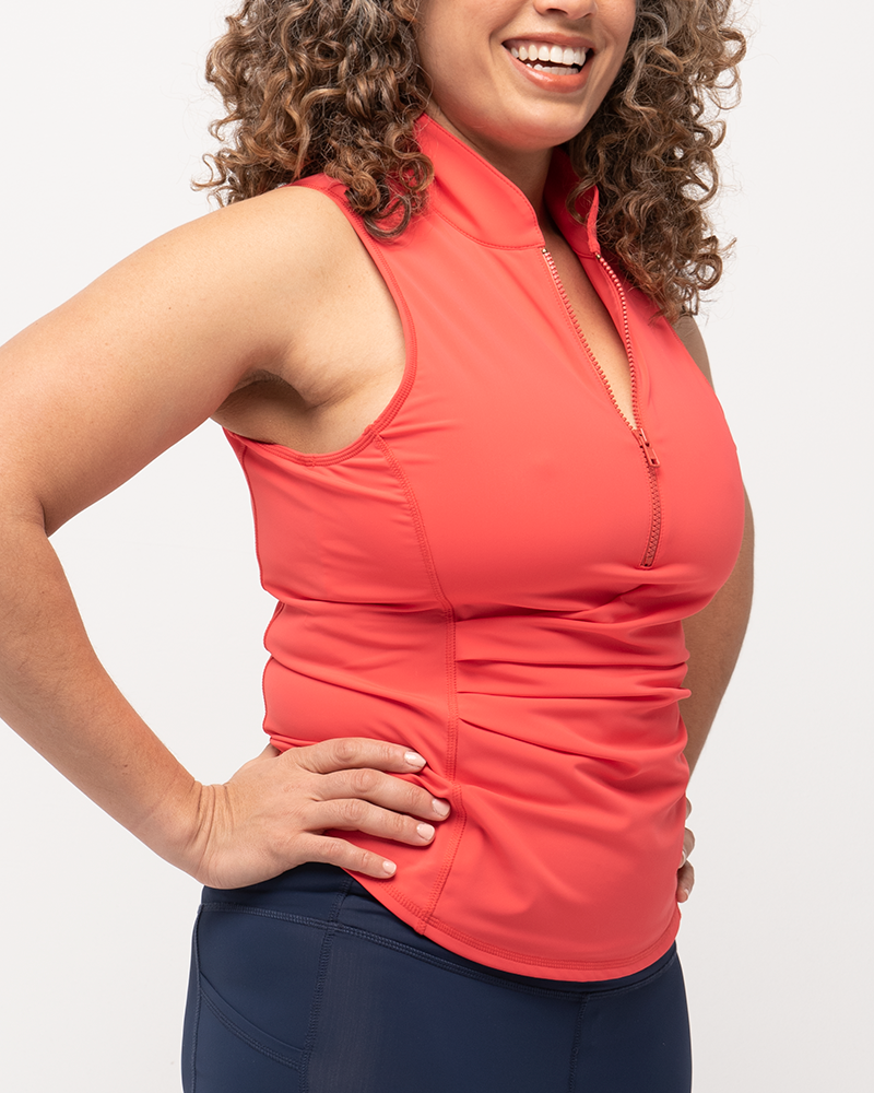 Get Soaked Sleeveless Swim Top with Built-in Bra Coral