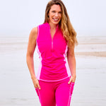 Get Soaked Sleeveless Swim Top with Built-in Bra Flamingo