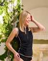 Get Soaked Sleeveless Swim Top with Built-in Bra Ink