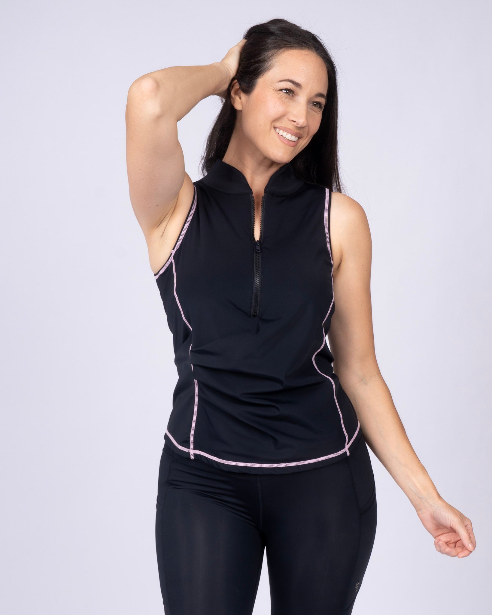 Get Soaked Sleeveless Swim Top with Built-in Bra Ink