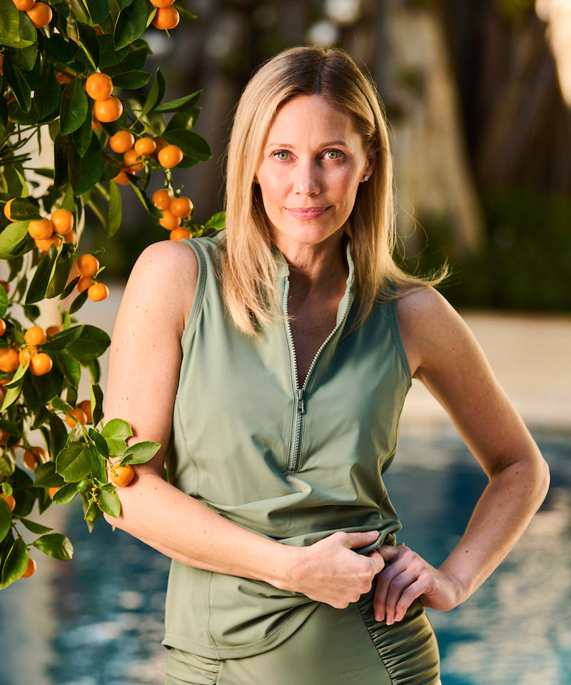 Get Soaked Sleeveless Swim Top with Built-in Bra Seagrass
