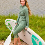 Jump In 3/4 Swim Leggings Seagrass with Mesh