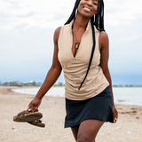 Get Soaked Sleeveless Swim Top with Built-in Bra - Driftwood