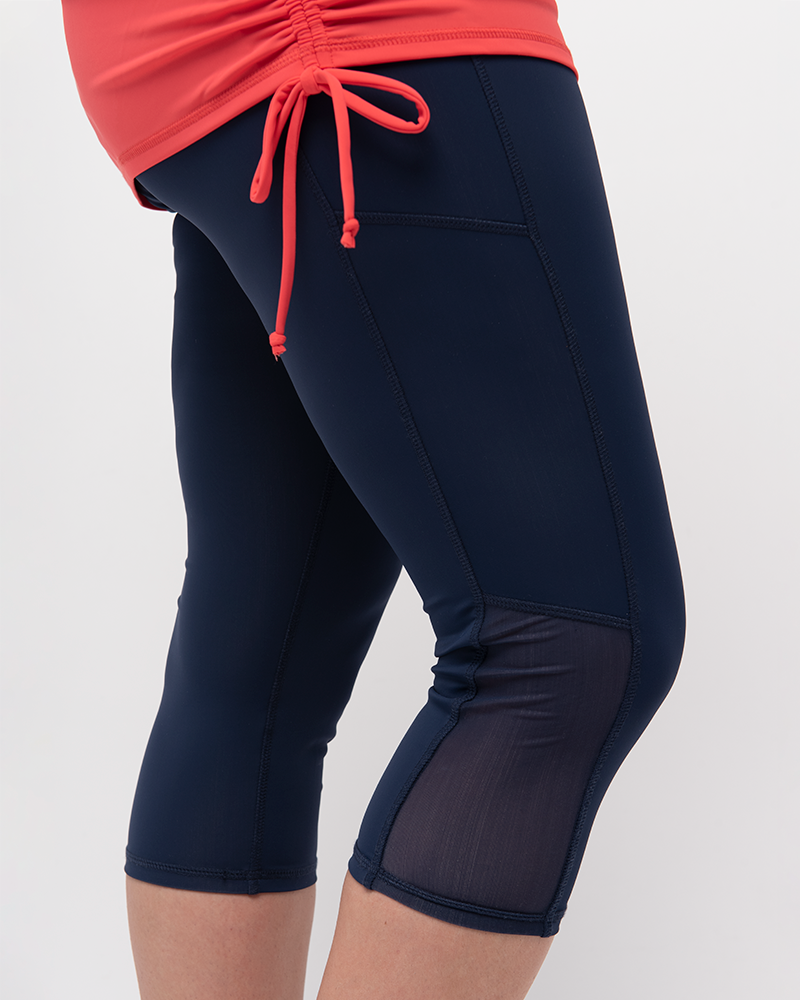 Jump In 3/4 Swim Leggings Marine with Mesh